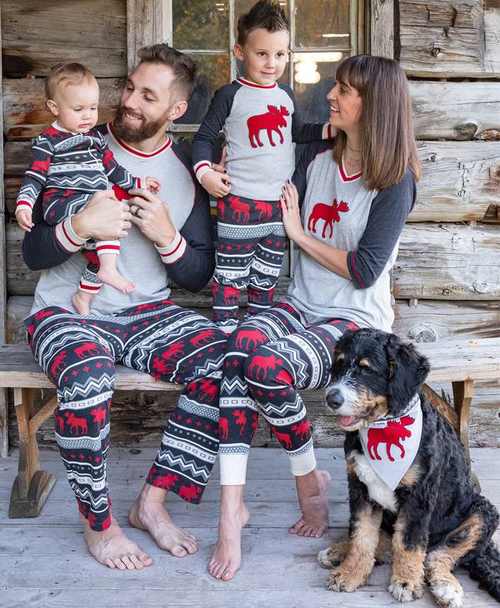 cabin-moose family-pajama